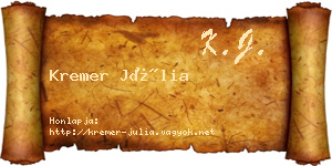 Kremer Júlia névjegykártya
